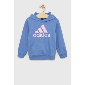 Detská mikina adidas LK BL FT fialová farba, s kapucňou, s potlačou