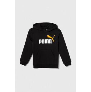 Detská mikina Puma ESS+ 2 Col Big Logo Hoodie FL B čierna farba, s kapucňou, s potlačou