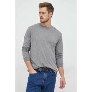 Bavlnené tričko s dlhým rukávom GAP šedá farba, jednofarebné