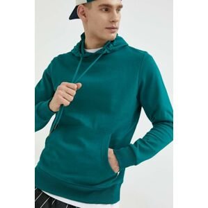 Mikina Jack & Jones JJEBASIC pánska, zelená farba, s kapucňou, jednofarebná, 12182537