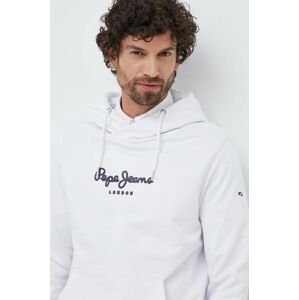 Bavlnená mikina Pepe Jeans Edward Hoodie pánska, biela farba, s kapucňou, s potlačou