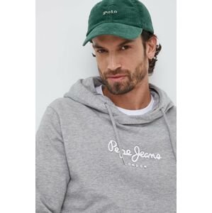 Mikina Pepe Jeans Edward Hoodie pánska, šedá farba, s kapucňou, s potlačou