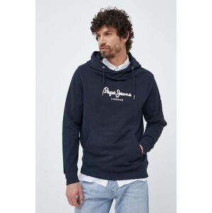 Bavlnená mikina Pepe Jeans Edward Hoodie pánska, tmavomodrá farba, s kapucňou, s potlačou