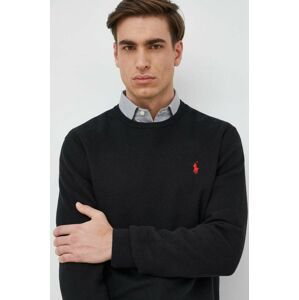 Bavlnený sveter Polo Ralph Lauren pánsky, čierna farba, tenký