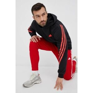 Mikina adidas pánska, čierna farba, s kapucňou, s nášivkou