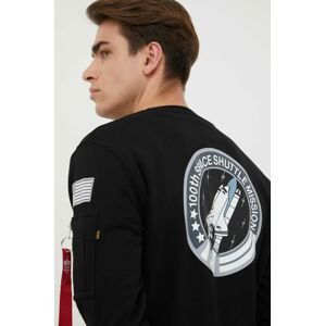 Mikina Alpha Industries pánska, čierna farba, s potlačou