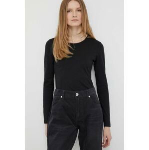 Bavlnené tričko s dlhým rukávom Calvin Klein čierna farba