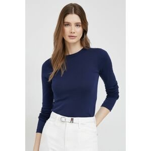 Bavlnené tričko s dlhým rukávom Polo Ralph Lauren tmavomodrá farba