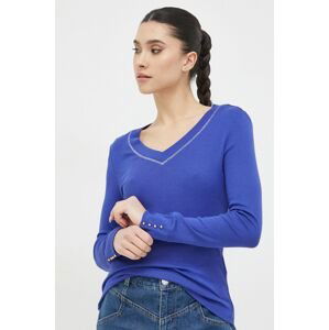 Tričko s dlhým rukávom Morgan dámsky, fialová farba