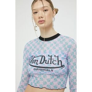 Tričko s dlhým rukávom Von Dutch dámsky, fialová farba