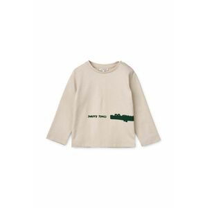 Detská bavlnená košeľa s dlhým rukávom Liewood béžová farba, jednofarebný