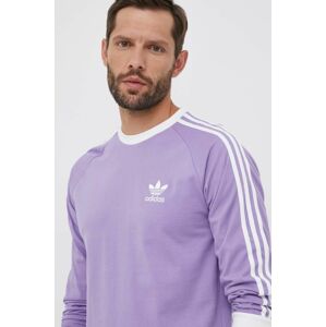 Tričko s dlhým rukávom adidas Originals pánske, fialová farba, s nášivkou