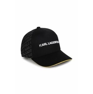 Detská baseballová čiapka Karl Lagerfeld čierna farba, vzorovaná