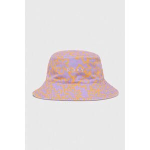 Obojstranný bavlnený klobúk Roxy fialová farba, bavlnený