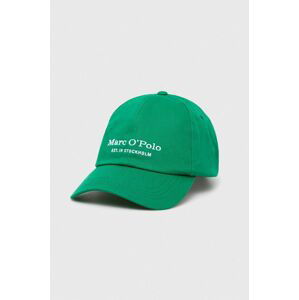 Detská bavlnená čiapka Marc O'Polo zelená farba, s nášivkou