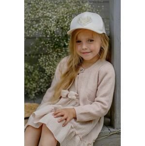 Detská bavlnená čiapka Jamiks SOFIJA béžová farba, s nášivkou