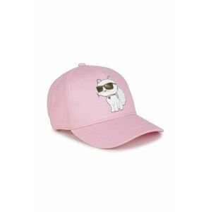 Detská bavlnená čiapka Karl Lagerfeld ružová farba, s potlačou