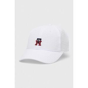 Detská baseballová čiapka Tommy Hilfiger biela farba, s nášivkou