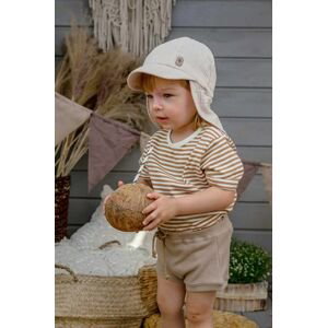 Detská bavlnená čiapka Jamiks CAROL béžová farba, jednofarebná