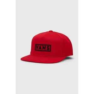 Detská bavlnená šiltovka Vans BY EASY BOX SNAPBACK True Red červená farba, s nášivkou