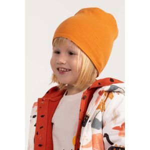 Detská obojstranná čiapka Coccodrillo oranžová farba biela, z tenkej pleteniny