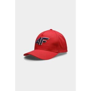 Detská bavlnená čiapka 4F červená farba, s potlačou