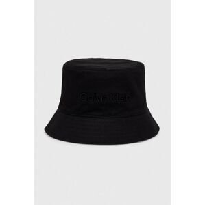 Obojstranný bavlnený klobúk Calvin Klein čierna farba, bavlnený