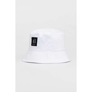 Bavlnený klobúk Armani Exchange biela farba, bavlnený