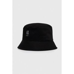 Bavlnený klobúk Armani Exchange čierna farba, bavlnený