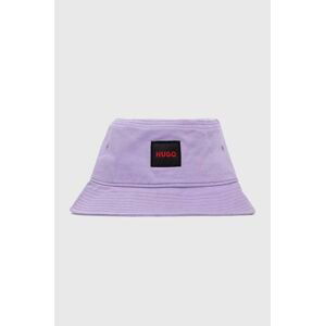 Bavlnený klobúk HUGO fialová farba, bavlnený