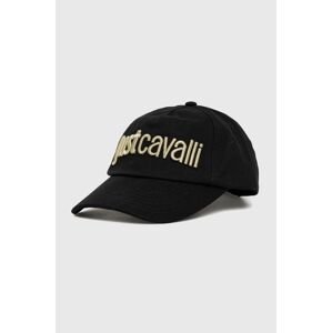 Bavlnená šiltovka Just Cavalli čierna farba, s potlačou