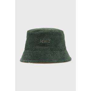 Obojstranný klobúk Levi's zelená farba, bavlnený