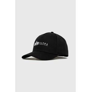 Bavlnená čiapka Alpha Industries 126912.03-Black, čierna farba, s potlačou