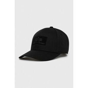 Bavlnená čiapka Alpha Industries 168903.03-Black, čierna farba, s nášivkou