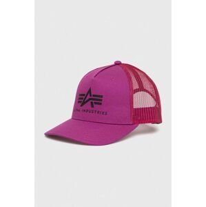 Bavlnená čiapka Alpha Industries fialová farba, s potlačou