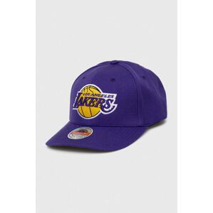 Šiltovka s prímesou vlny Mitchell&Ness Los Angeles Lakers fialová farba, s nášivkou