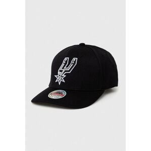 Šiltovka s prímesou vlny Mitchell&Ness San Antonio Spurs čierna farba, s nášivkou