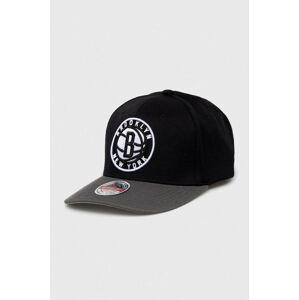 Šiltovka s prímesou vlny Mitchell&Ness Brooklyn Nets čierna farba, s nášivkou