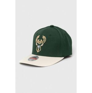 Šiltovka s prímesou vlny Mitchell&Ness Milwaukee Bucks zelená farba, s nášivkou