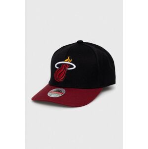 Šiltovka s prímesou vlny Mitchell&Ness Miami Heat čierna farba, s nášivkou