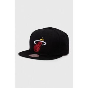 Šiltovka s prímesou vlny Mitchell&Ness Miami Heat čierna farba, s nášivkou