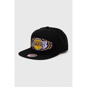 Šiltovka Mitchell&Ness Los Angeles Lakers čierna farba, s nášivkou