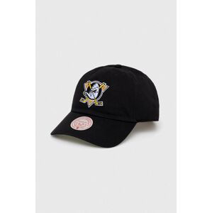 Bavlnená šiltovka Mitchell&Ness Anaheim Ducks čierna farba, s nášivkou