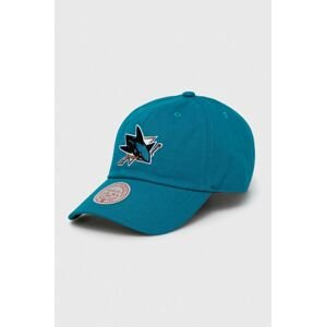 Bavlnená šiltovka Mitchell&Ness San Jose Sharks tyrkysová farba, s nášivkou