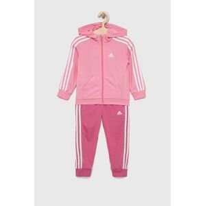 Detská tepláková súprava adidas LK 3S SHINY ružová farba