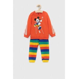 Detská tepláková súprava adidas x Disney oranžová farba