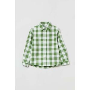 Detská bavlnená košeľa OVS zelená farba