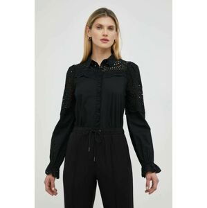 Bavlnená košeľa Bruuns Bazaar Sienna Robine dámska, čierna farba, regular, s klasickým golierom