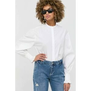 Bavlnená košeľa Twinset dámska, biela farba, voľný strih
