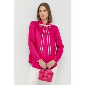 Hodvábna košeľa Red Valentino dámska, ružová farba, regular, s klasickým golierom